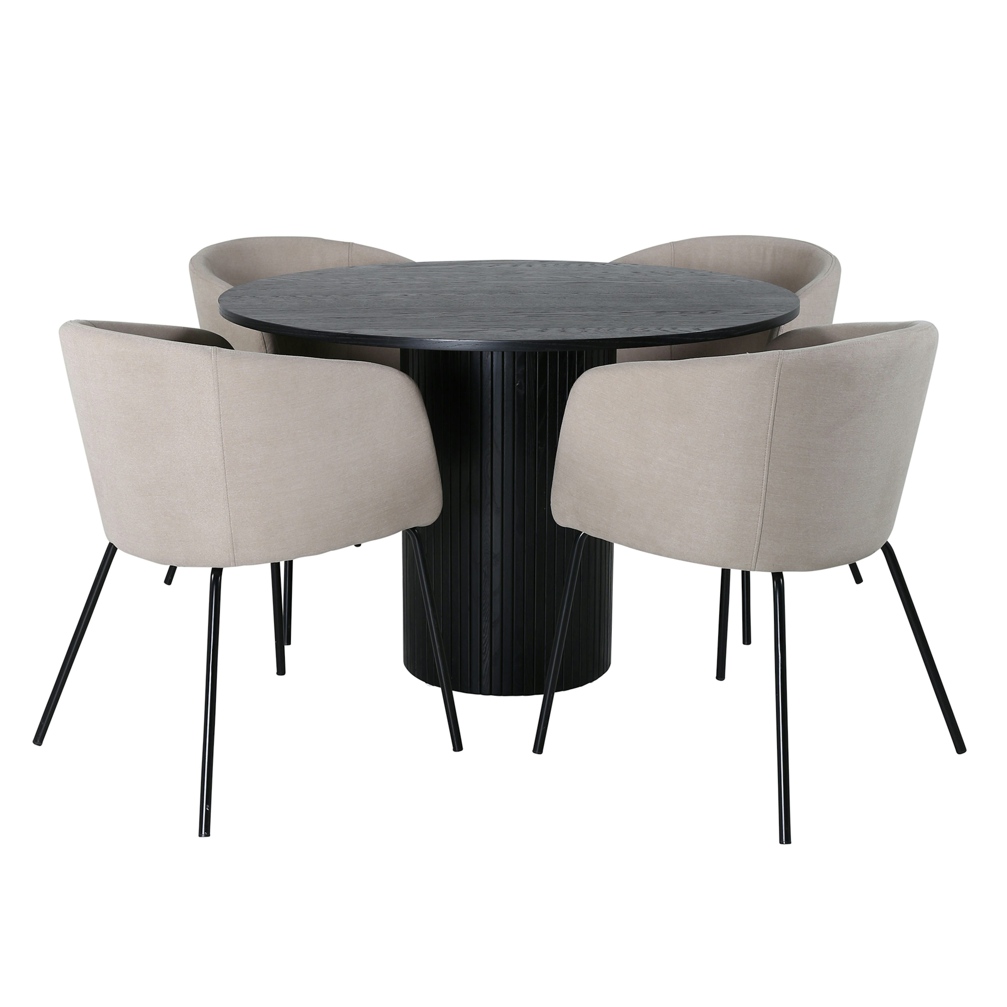 Matgrupp Venture Home Bianca Rund med 4 Bergen Stolar