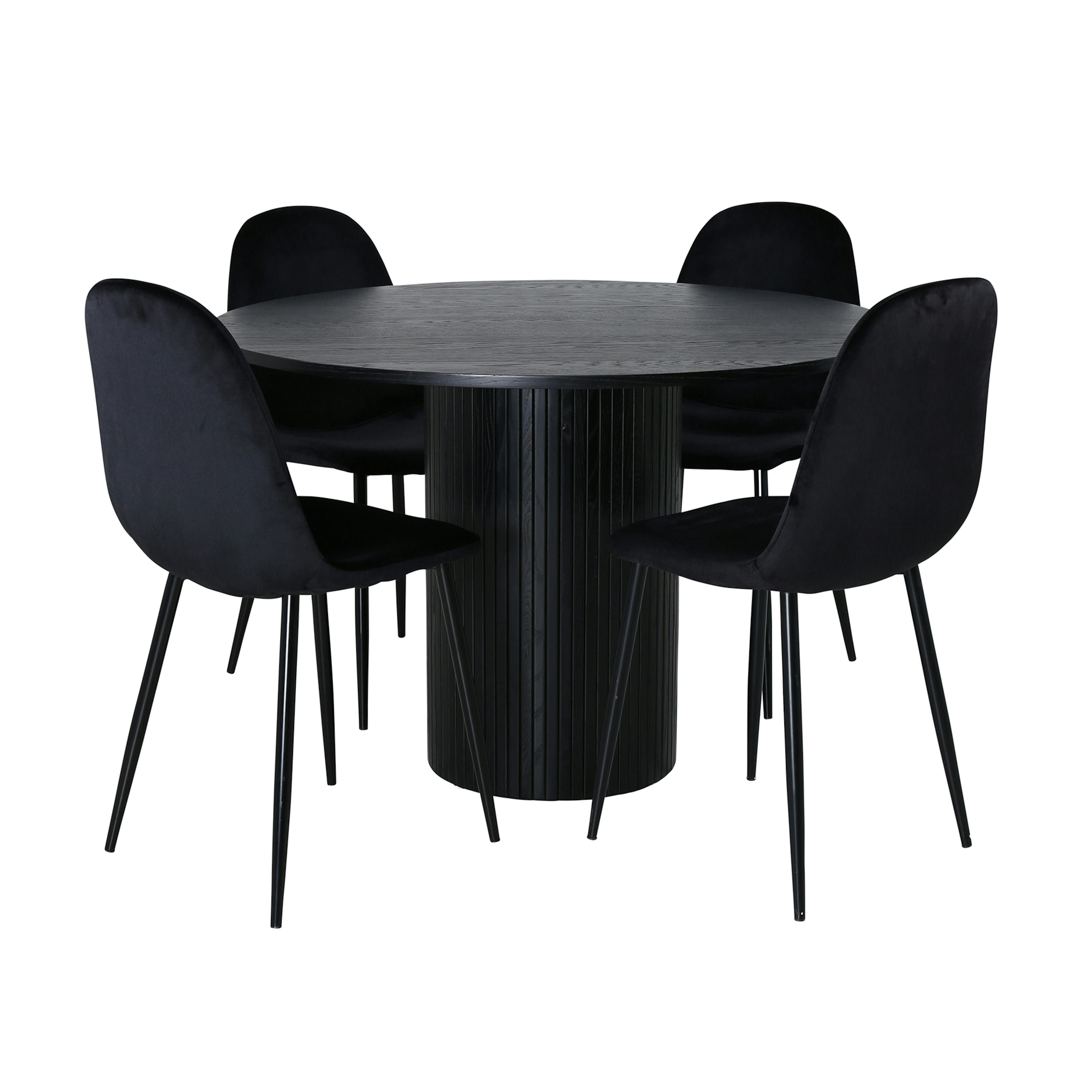 Matgrupp Venture Home Bianca Rund Svart med 4 Pobbie Stolar
