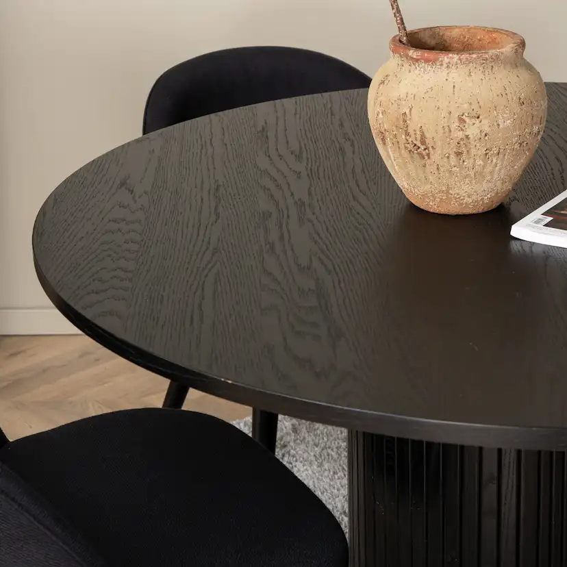 Matgrupp Venture Home Bianca Rund Svart med 4 Valentina Stolar