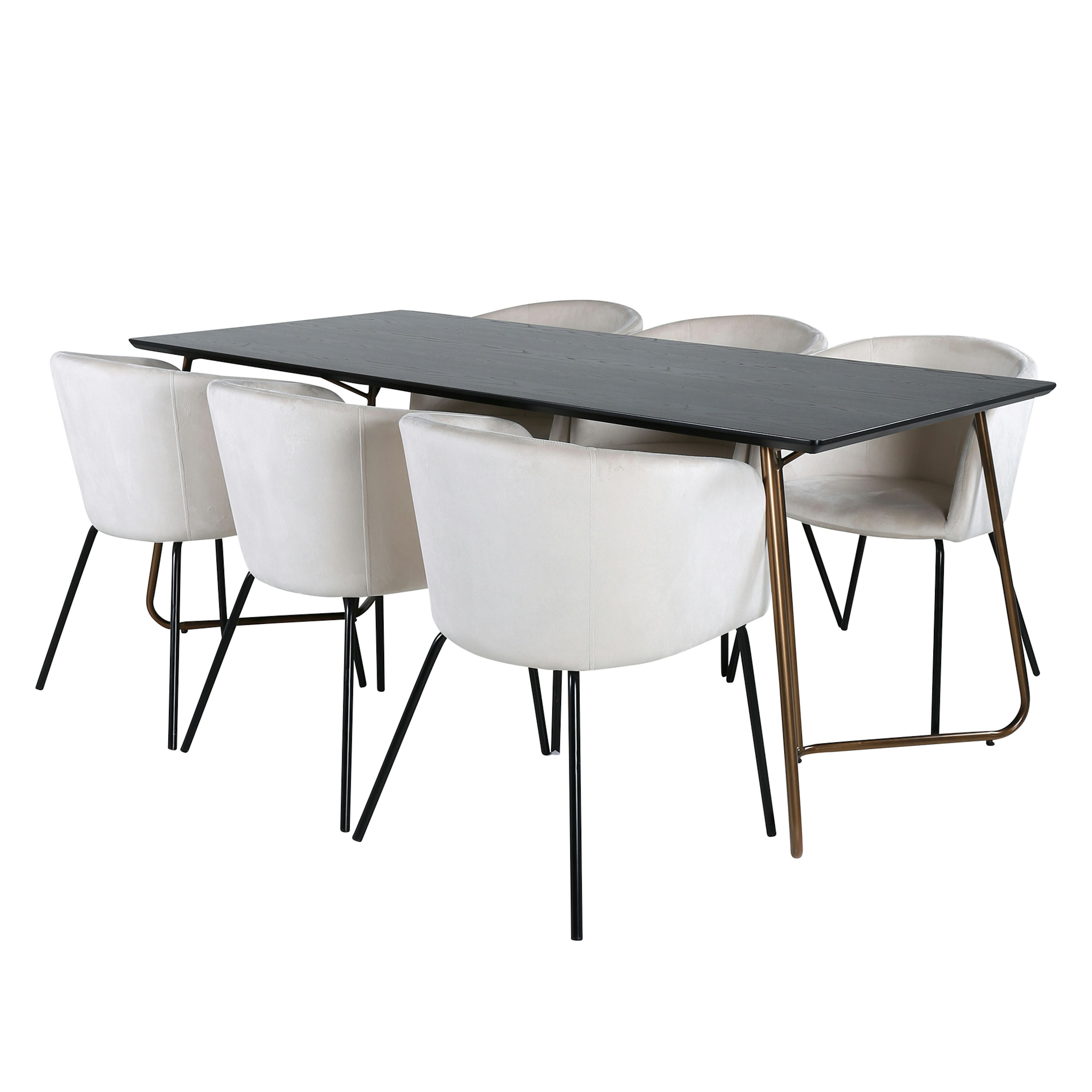 Matgrupp Venture Home Annika med 6 Bergen Stolar Sammet