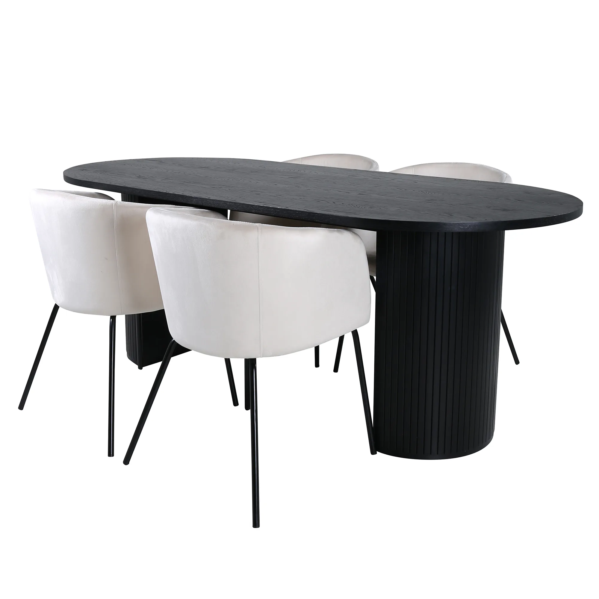 Matgrupp Venture Home Bianca Svart med 4 Bergen Stolar