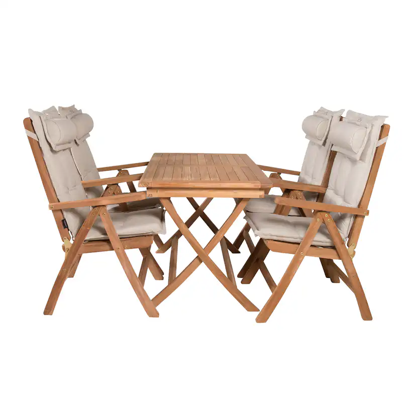 Matgrupp Venture Home Kenya 120x70 Teak med 4 Kenya Positionsfåtöljer