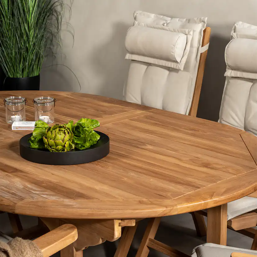 Matgrupp Venture Home Kenya 180-240x120 Teak med 6 Kenya Positionsfåtöljer