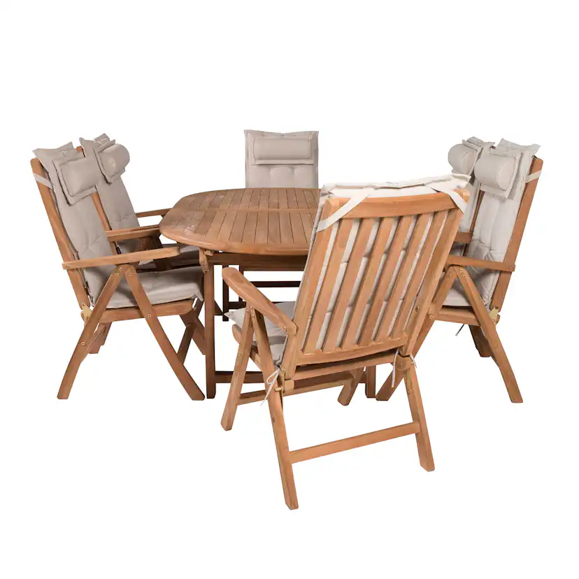 Matgrupp Venture Home Kenya 180-240x120 Teak med 6 Kenya Positionsfåtöljer