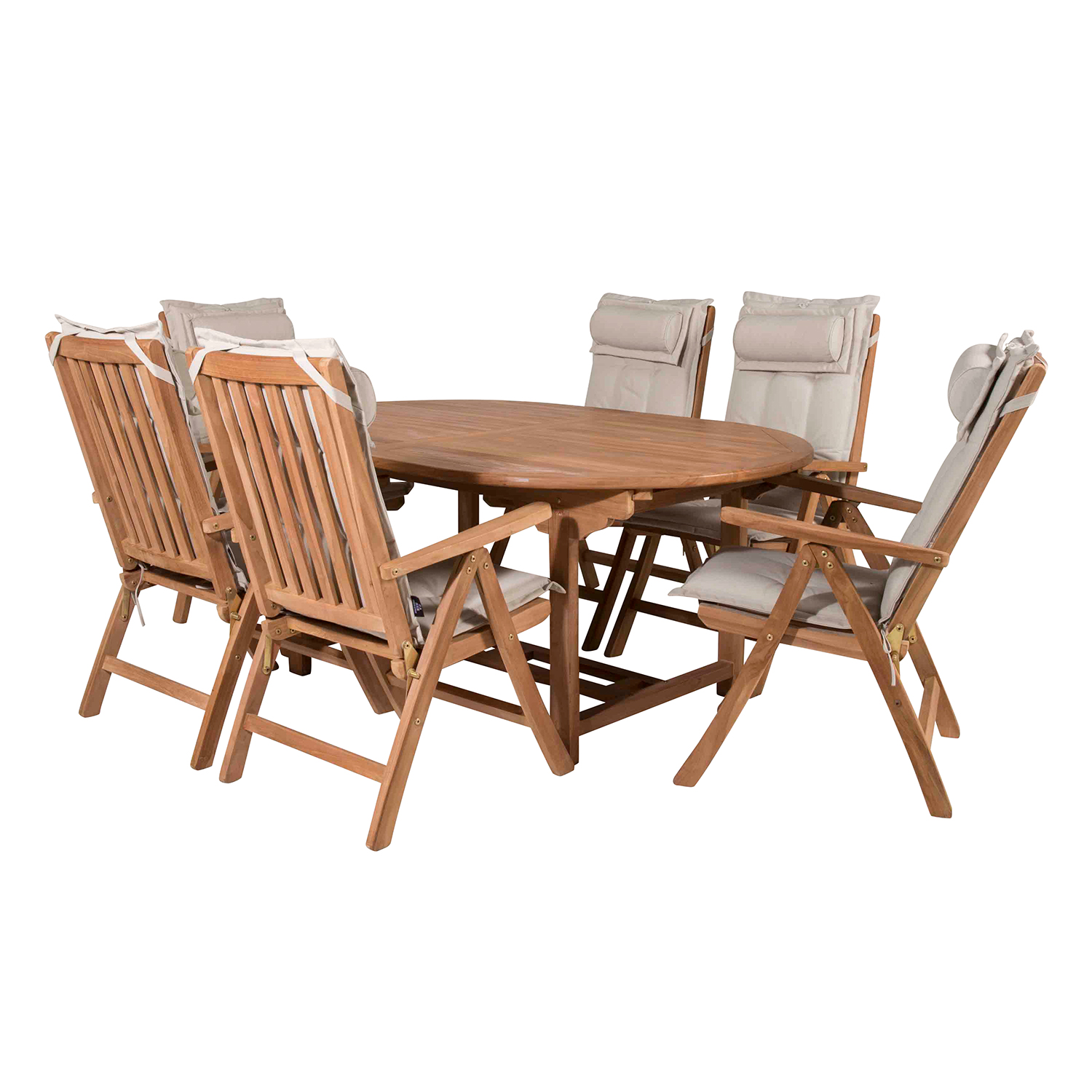 Matgrupp Venture Home Kenya 180-240x120 Teak med 6 Kenya Positionsfåtöljer