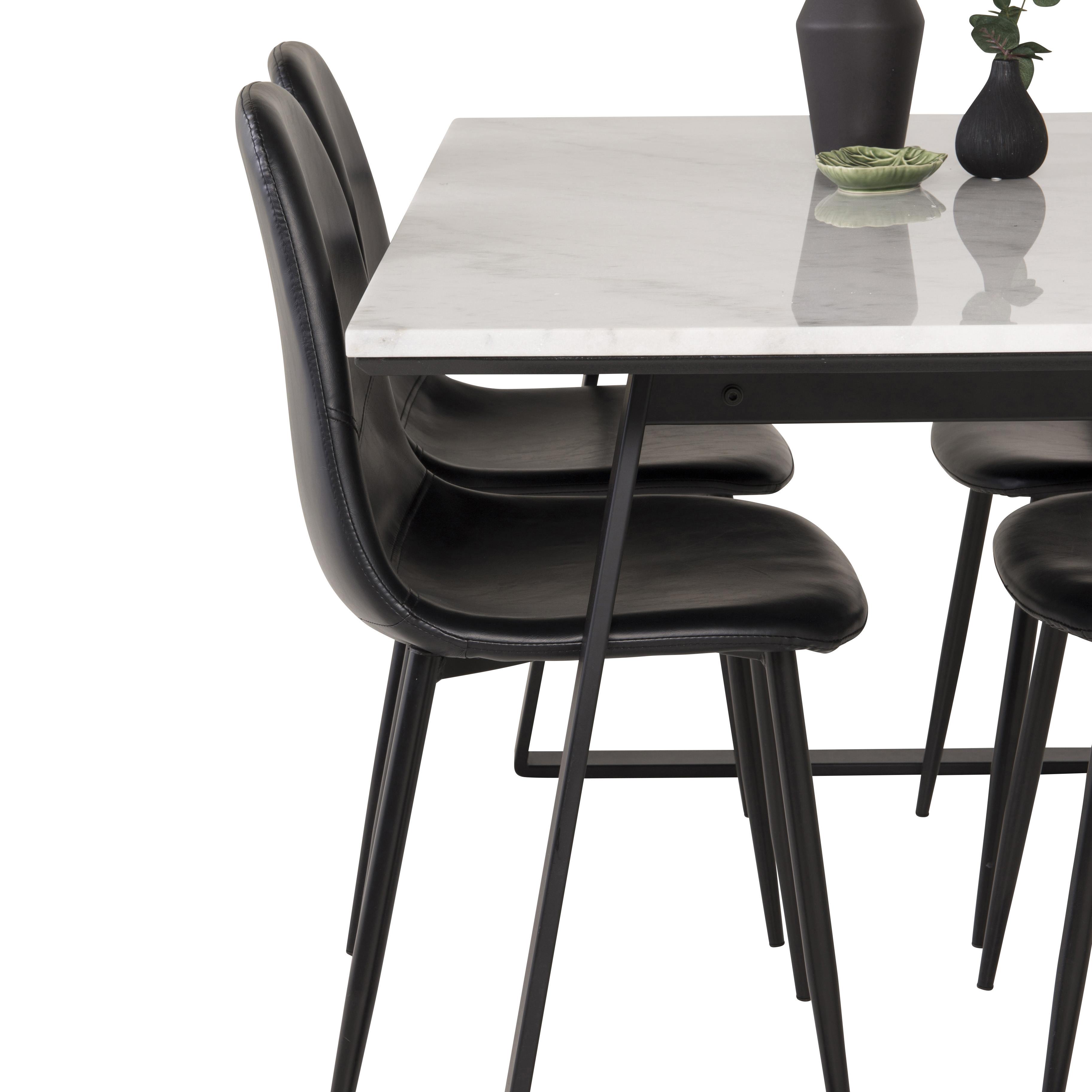 Matgrupp Venture Home Estelle 140 med 4 Pobbie Stolar Läder