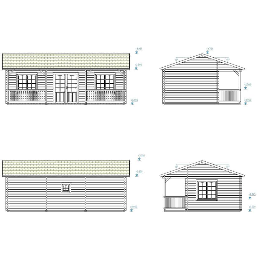 Fritidshus Palmako Sandra 38,6 m² Komplett Stuga med Altan & Sadeltak