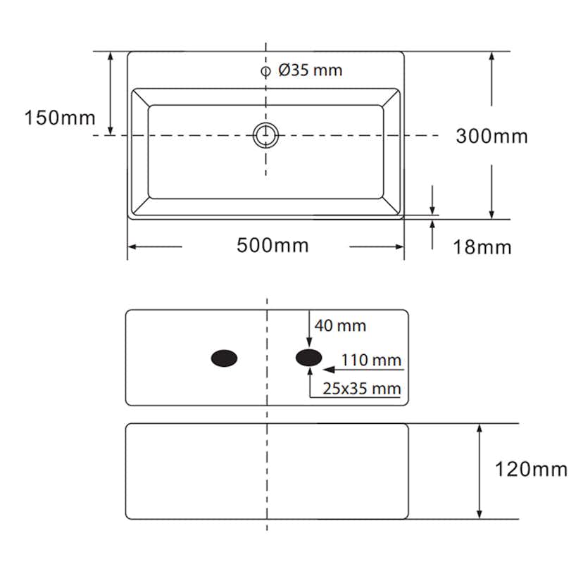 Tvättställ Lavabo Boxo 1080 Slim 475 mm