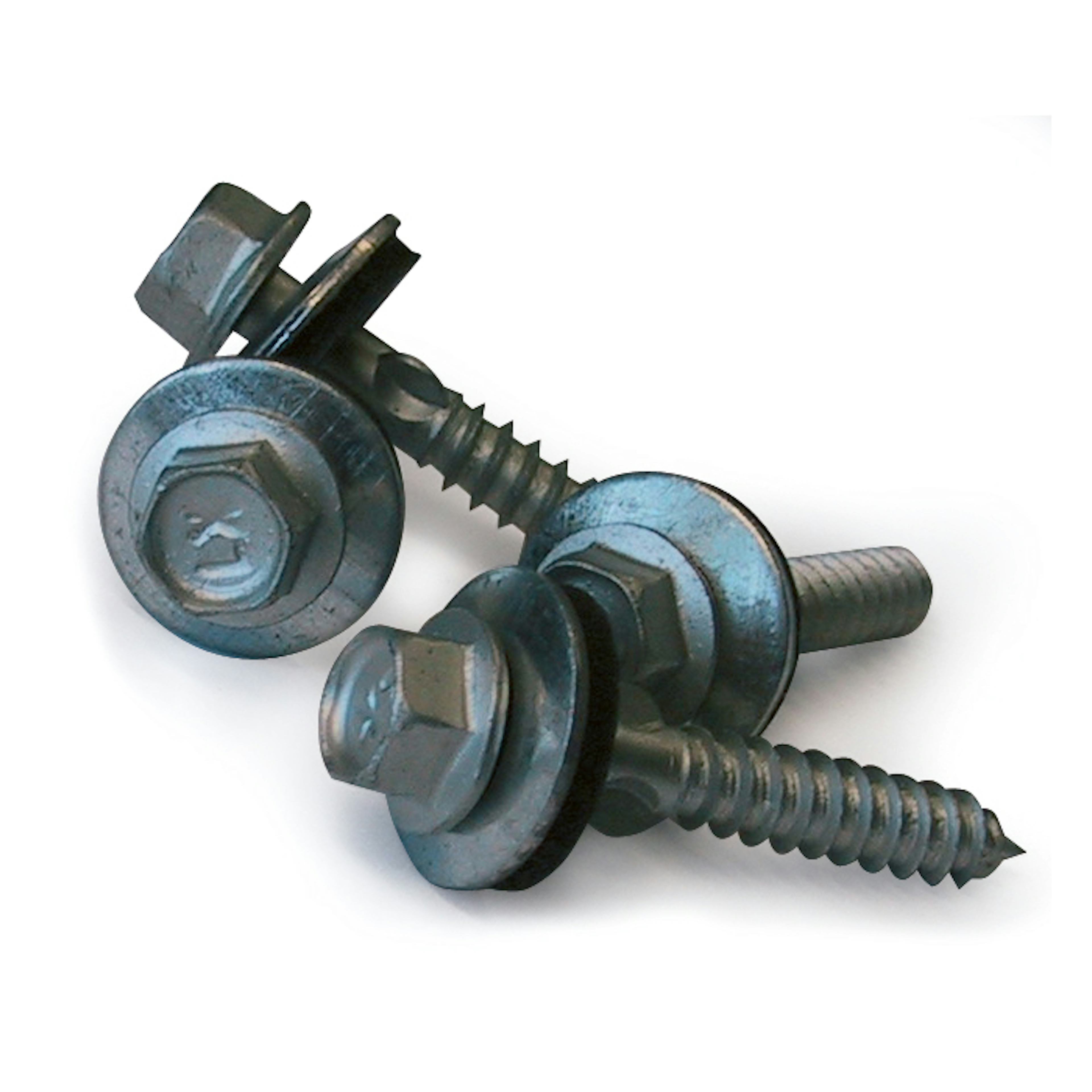 Skruv med Tätning Plastmo Silver 200 st