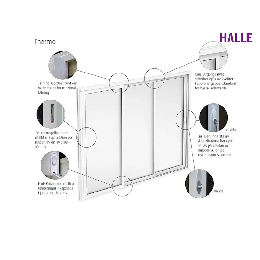 Slagdörr Halle Thermo 2-Glas