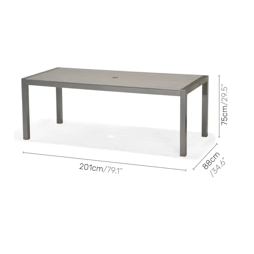 Matgrupp LifestyleGarden Solana 200 cm med 6 Positionsstolar