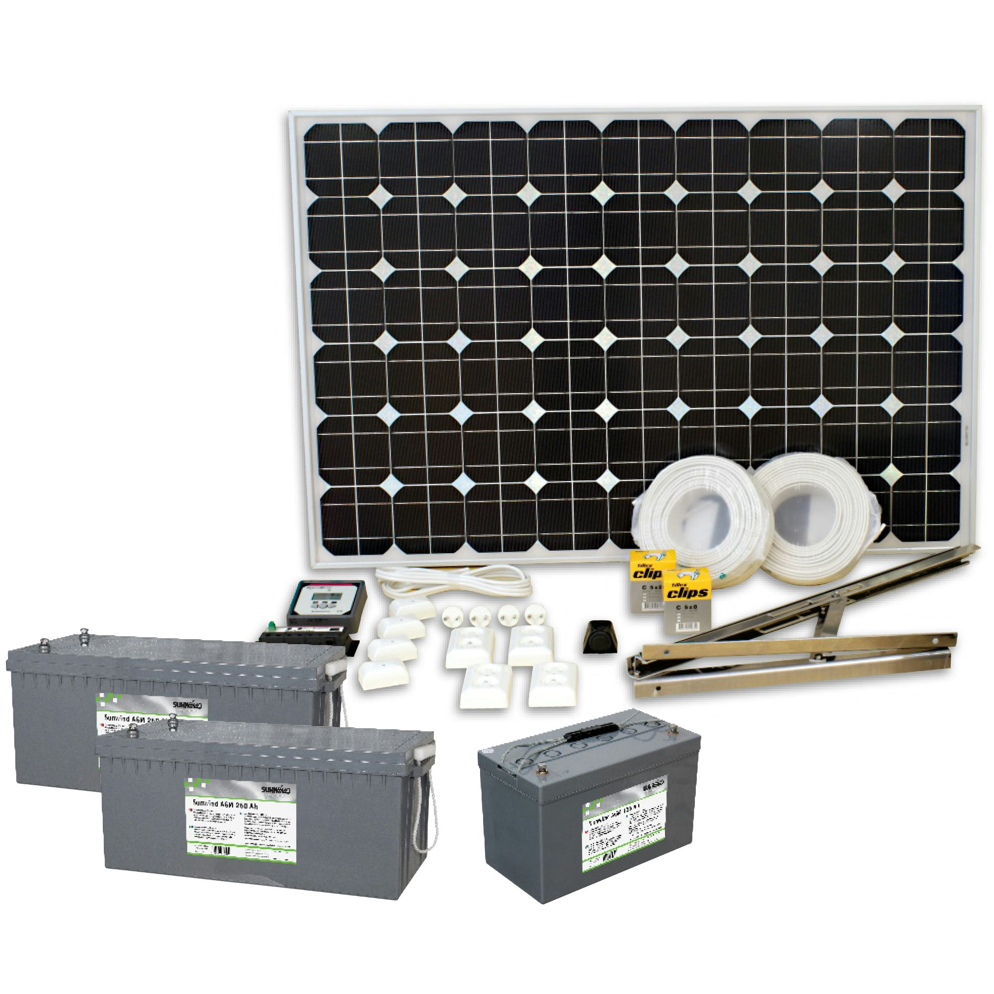 Solcellspaket Sunwind 200W med 12V kylskåp 70l