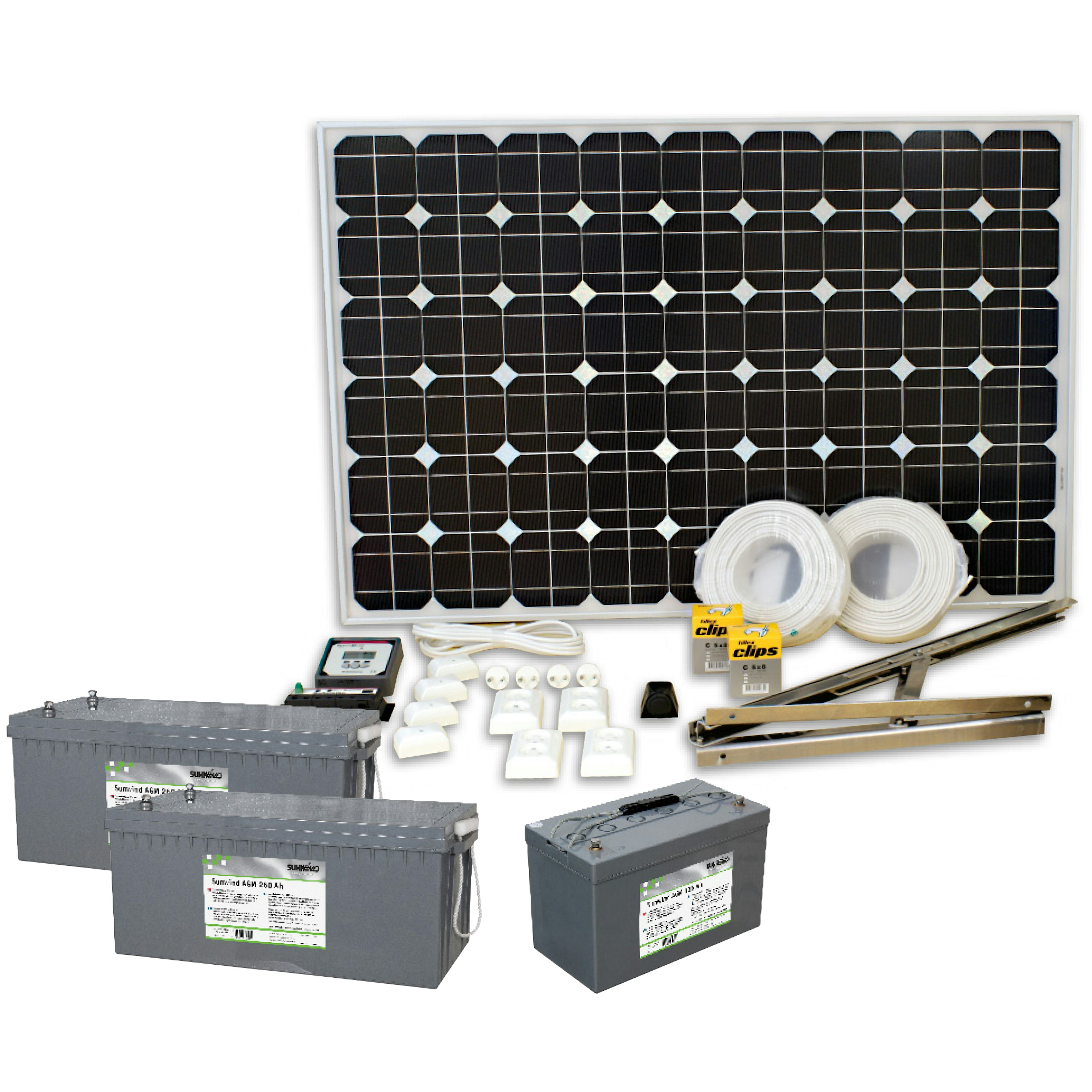 Solcellspaket Sunwind 200W med 12V kylskåp 70l