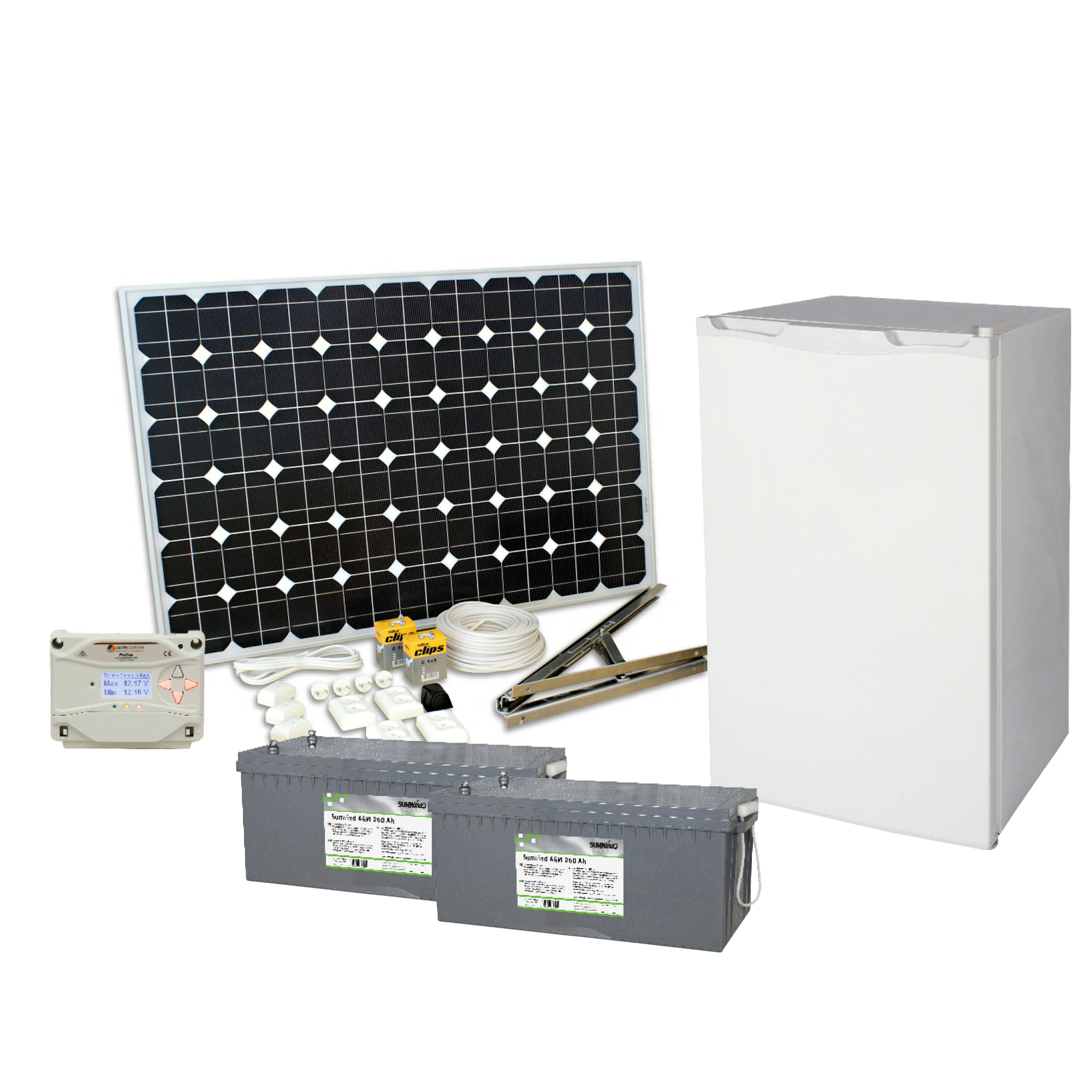 Solcellspaket Sunwind 200W med 12V kylskåp 116l