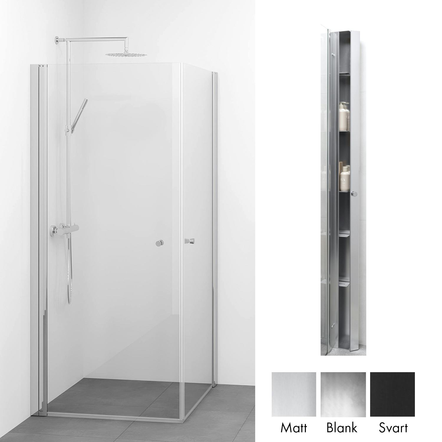 Duschpaket Macro Design Spirit Duschhörn Rak med Sky Duschhylla