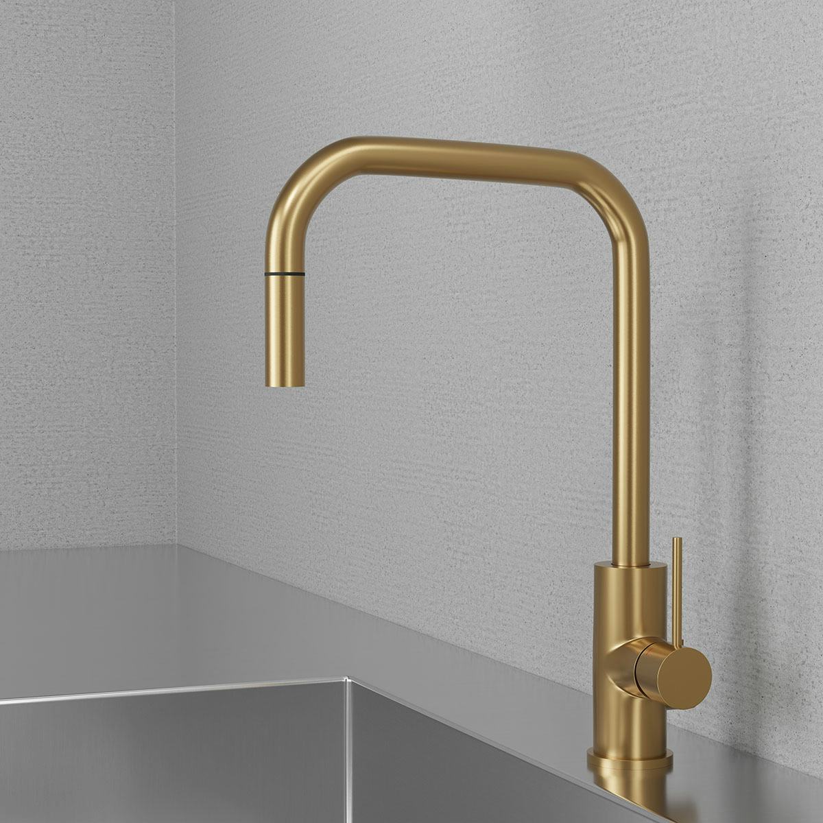 Köksblandare Scandtap Steel Accent Square med Utdragbar Pip