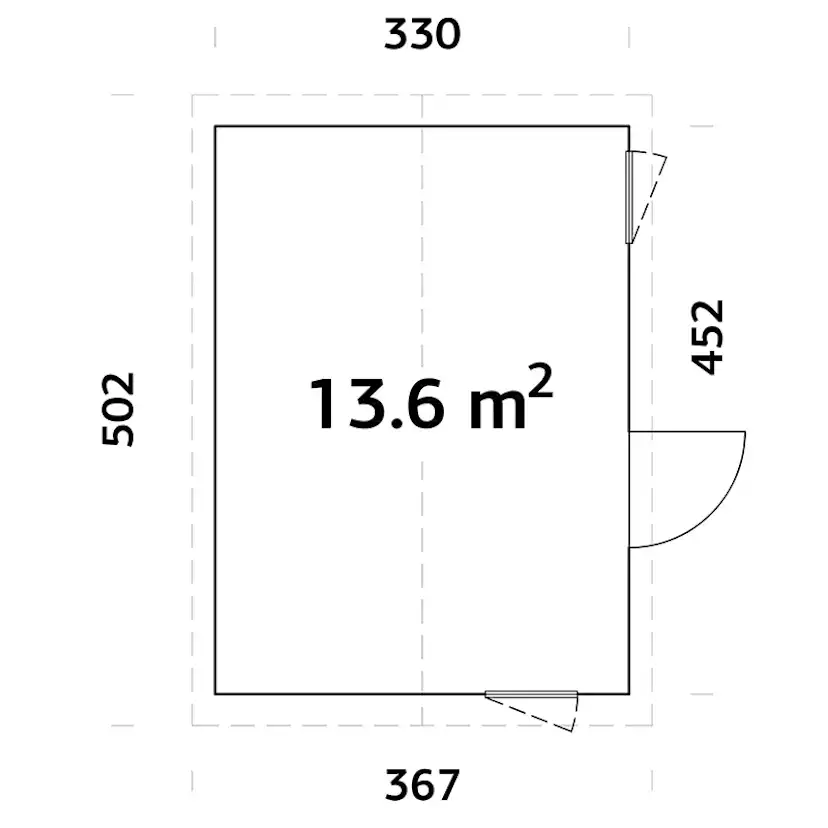 Friggebod Palmako Hedwig 13,6 m² Komplett Stuga med Sadeltak