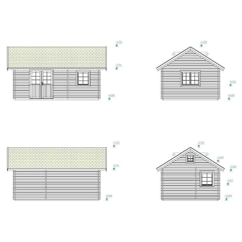 Attefallshus Palmako Sandra 29,9 m² Komplett Stuga med Sadeltak