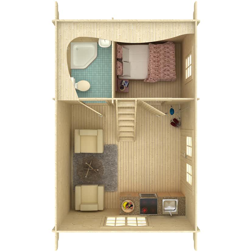 Attefallshus Palmako Sandra 29,9 m² Komplett Stuga med Sadeltak