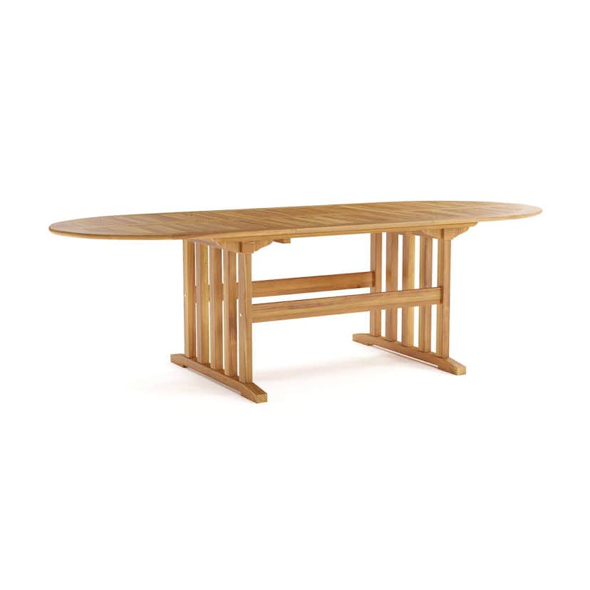 Trädgårdsbord deNoord Menorca Stort Ovalt Förlängningbart Matbord i trä Utomhus 100x180 cm
