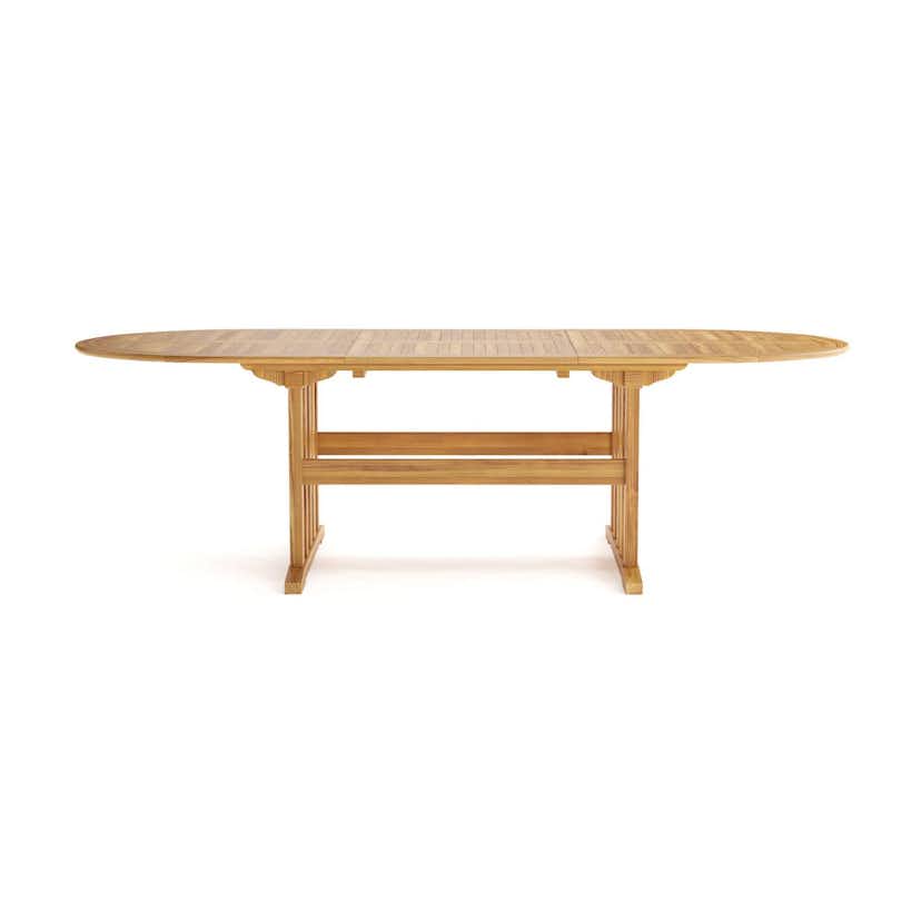 Trädgårdsbord deNoord Menorca Stort Ovalt Förlängningbart Matbord i trä Utomhus 100x180 cm