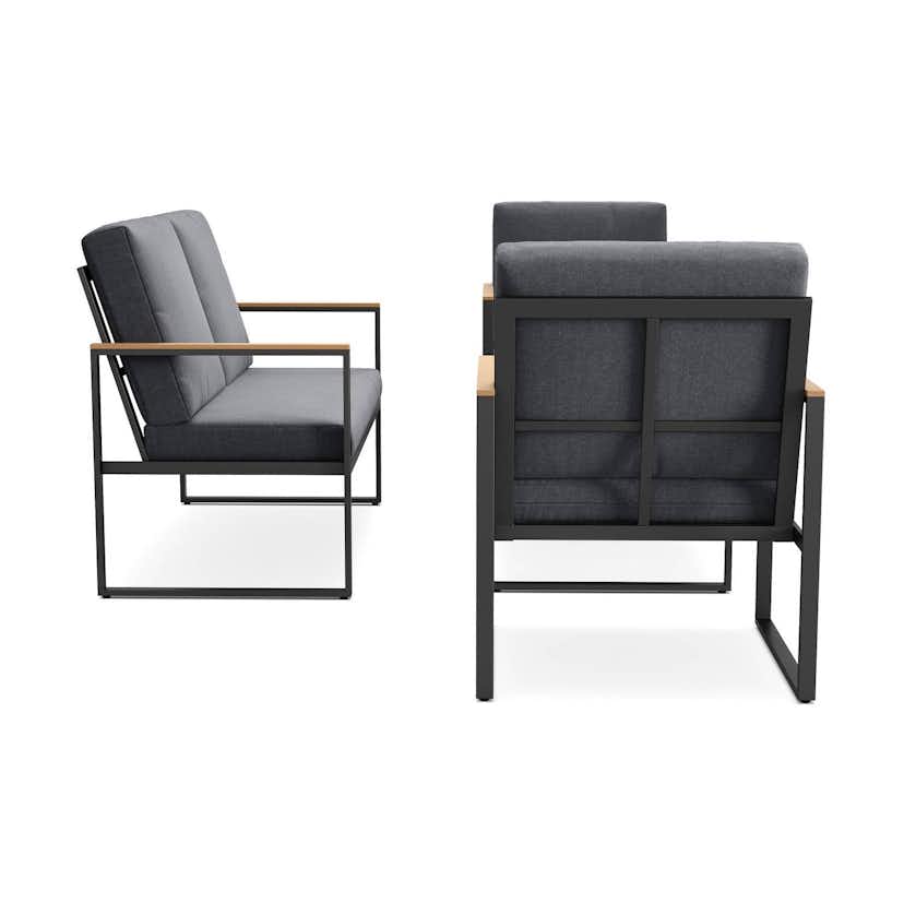 Loungegrupp deNoord Serena Soffgrupp Utomhus 2-sits trädgårdssoffa med 2st fåtöljer