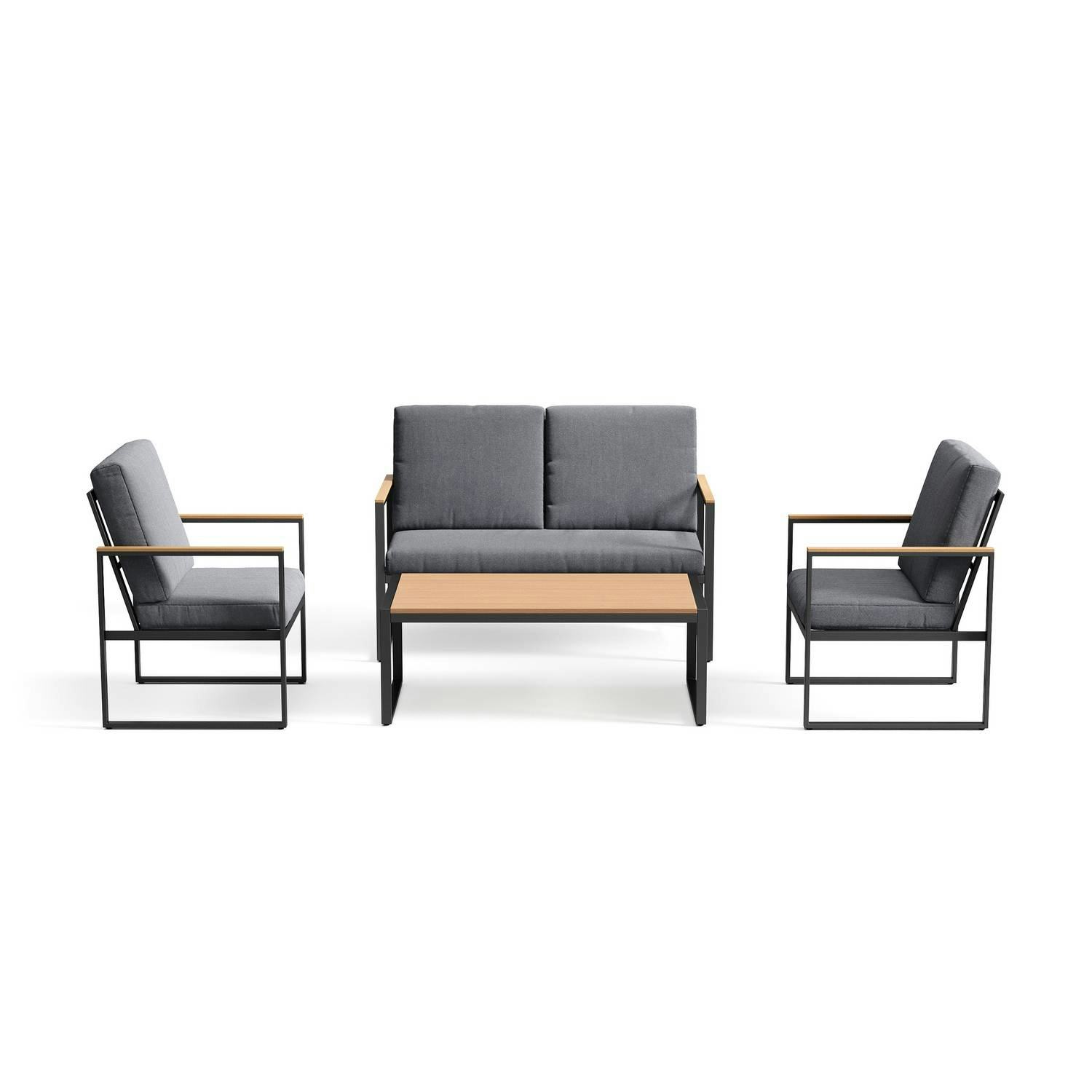 Loungegrupp deNoord Serena Soffgrupp Utomhus 2-sits trädgårdssoffa med 2st fåtöljer