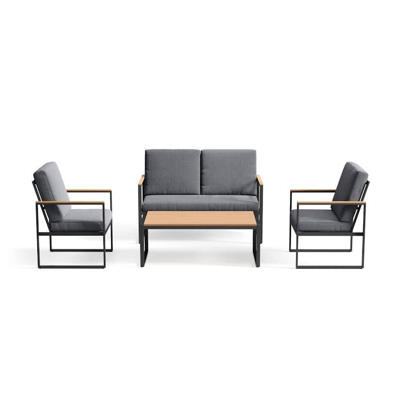 Loungegrupp deNoord Serena Soffgrupp Utomhus 2-sits trädgårdssoffa med 2st fåtöljer