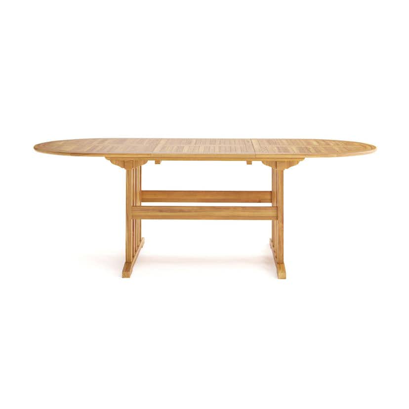 Trädgårdsbord deNoord Menorca Ovalt Förlängningbart Matbord i trä Utomhus 90x150 cm