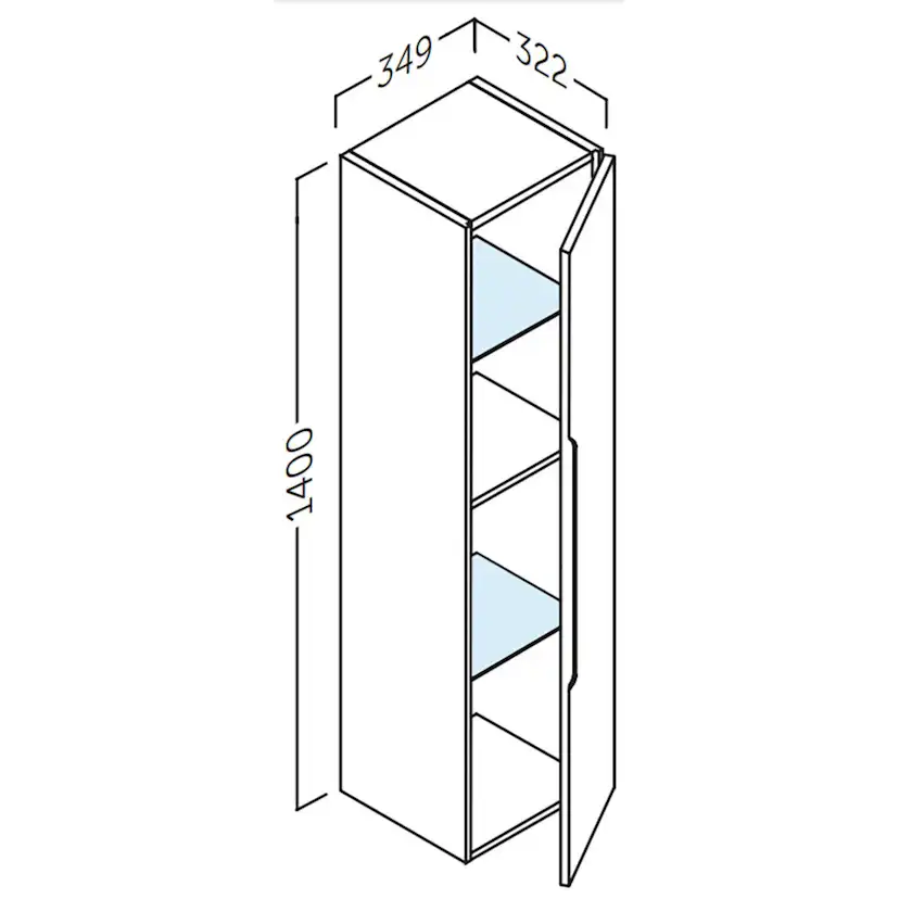 Högskåp Badrum 35x140 cm Tenfors Sahara Svart Matt