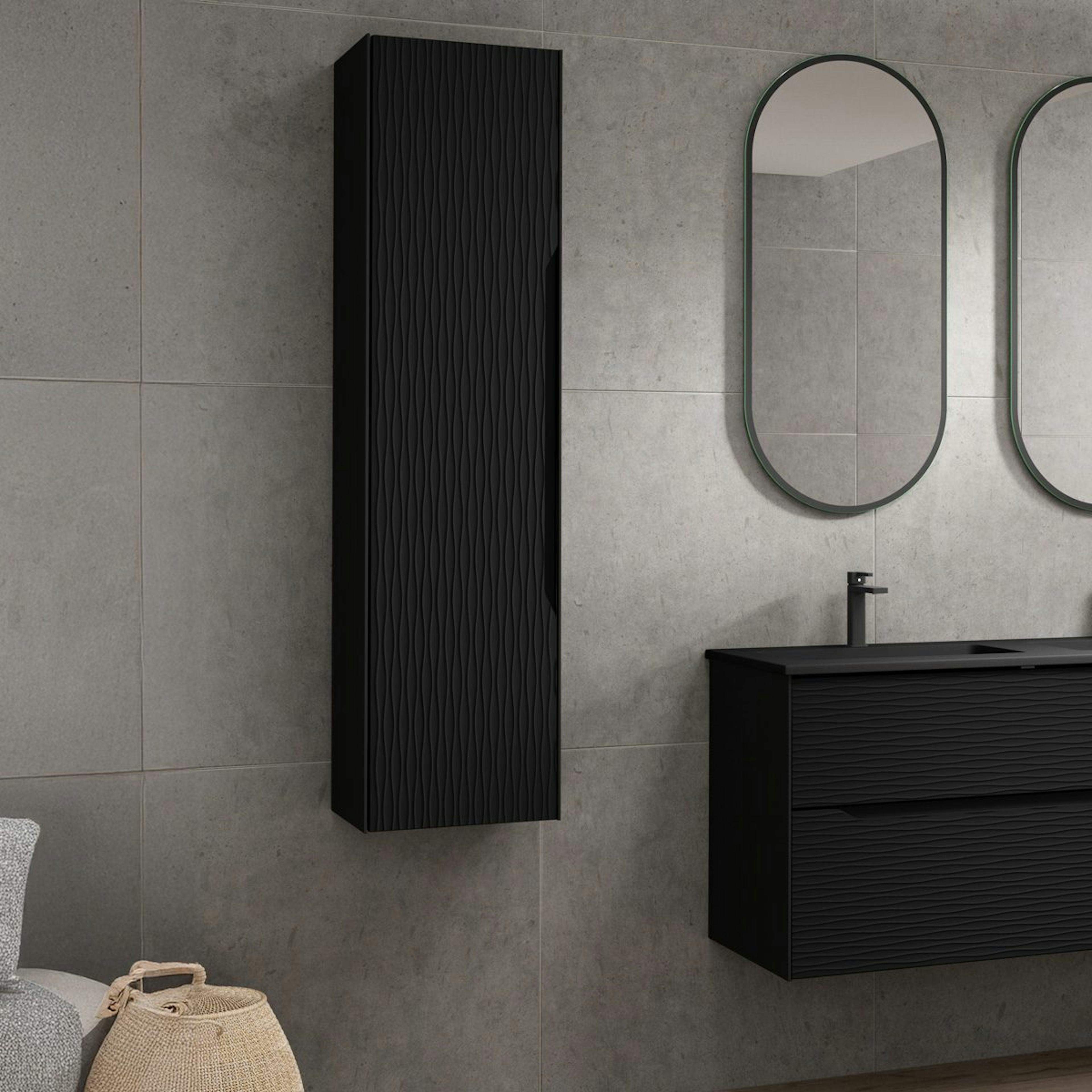 Högskåp Badrum 35x140 cm Tenfors Sahara Svart Matt