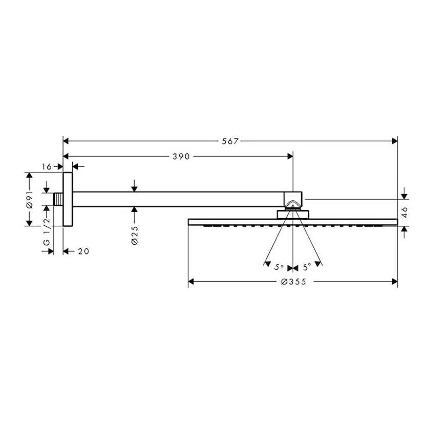 Takdusch Axor ShowerSolutions 350 1jet för Väggmontage