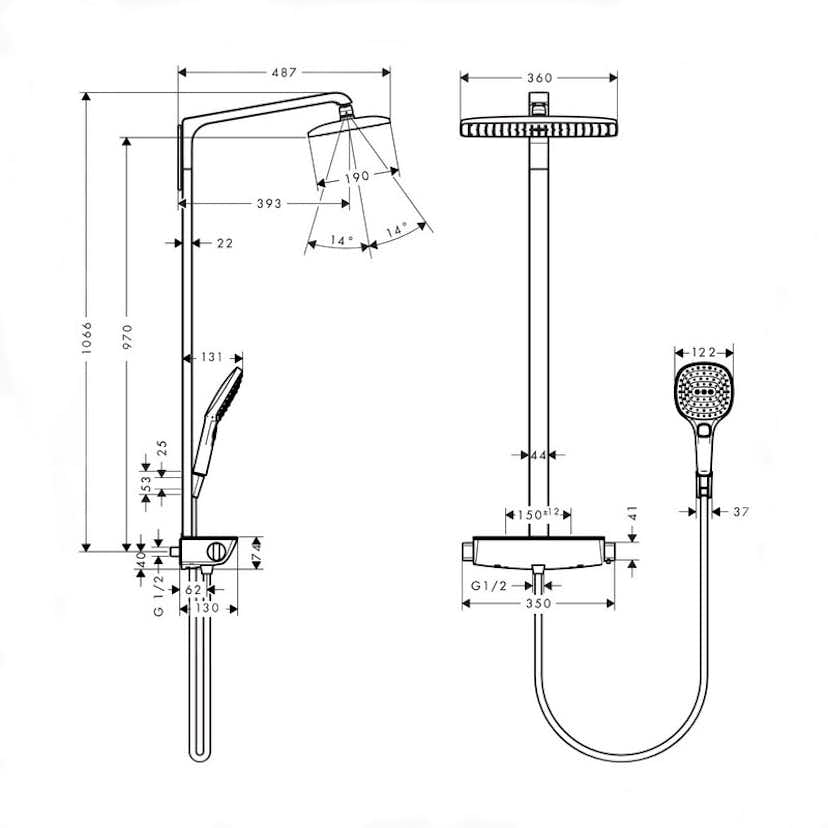 Takduschset Hansgrohe Raindance E Showerpipe 360 1jet