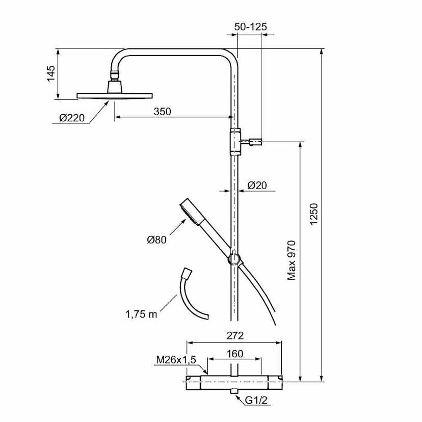 Takduschset Mora Rexx Shower System Kit