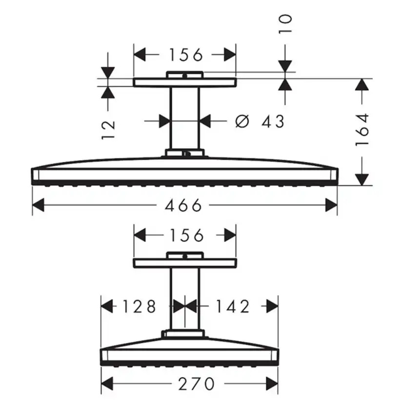 Taksil Hansgrohe Rainmaker Select 460 1jet för Takmontage
