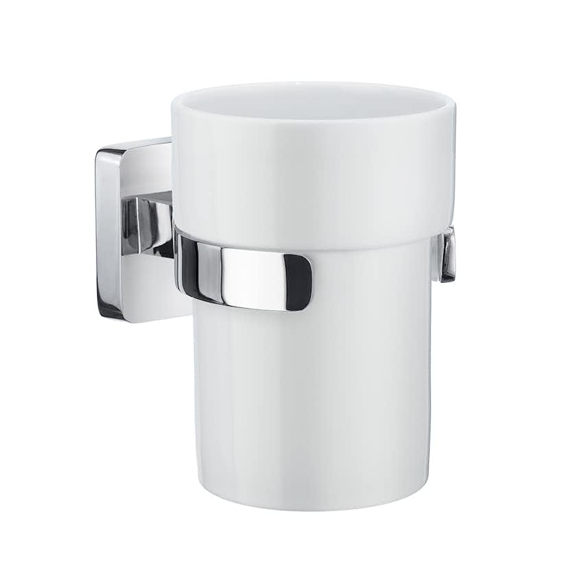 Tandborstglas Smedbo Ice OK343P Krom/Vitt Porslin