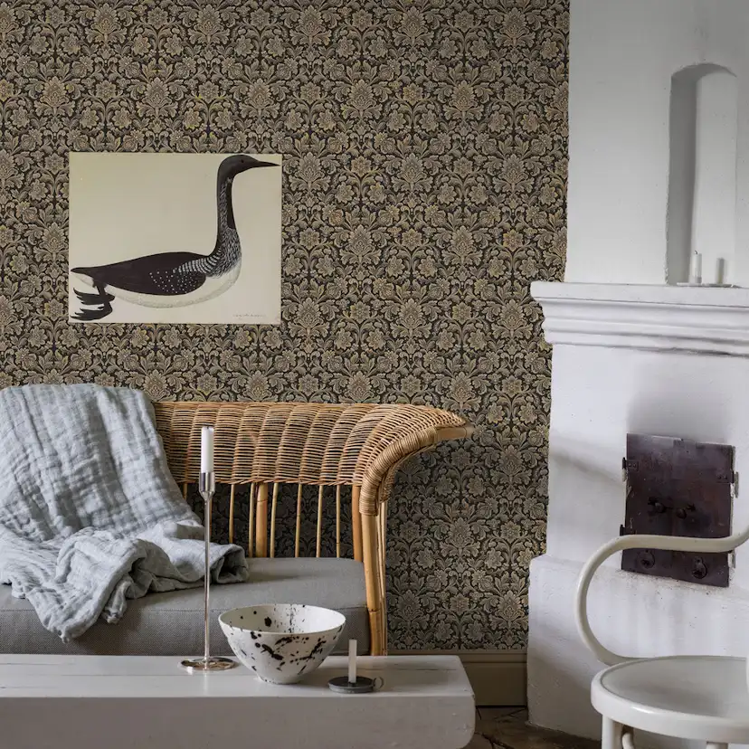 Tapet Boråstapeter Anno Foglavik EasyUp , Mönstrad Svart