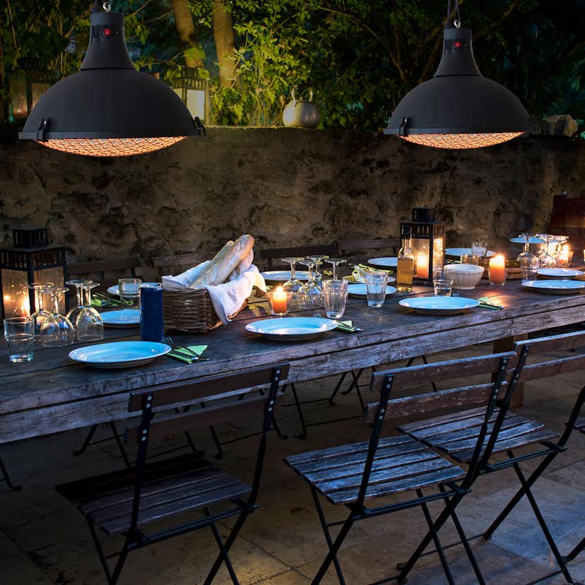 Infravärmare Termo Siena Terrassvärmare 2100 W, Svart, Hängande Design för Balkong & Uteplats