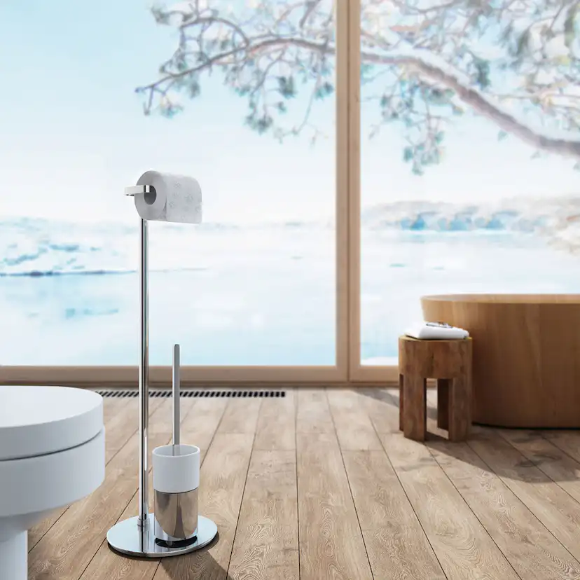 Toalettpappershållare Smedbo Outline FK312P Krom/Vitt Porslin