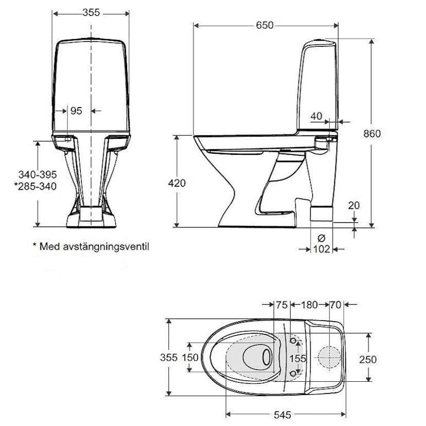Toalettstol Ifö Spira 6270 Rimfree för Limning