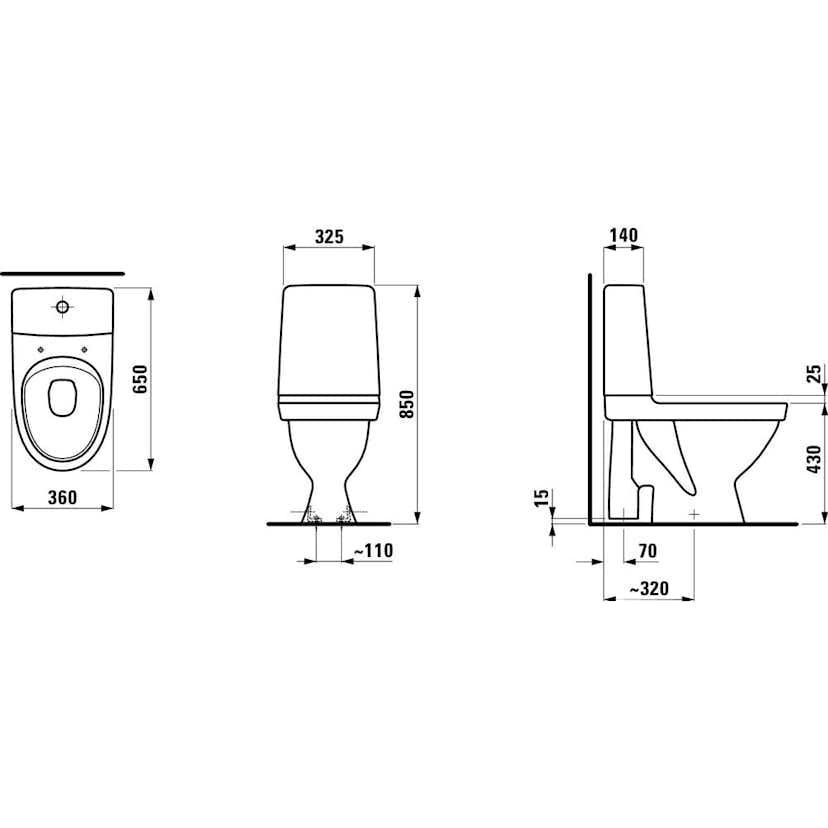 Toalettstol Laufen Kompas 825154 Rimless ROT inkl Mjuksits