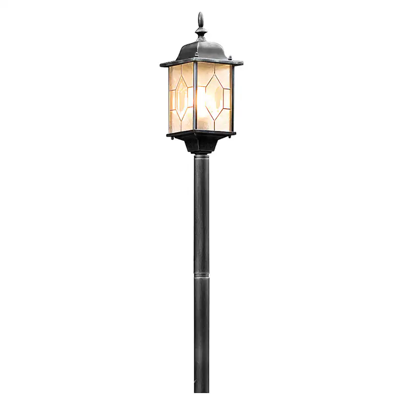 Trädgårdslykta Gnosjö Konstsmide Milano E27 Svart/Silver med Stolpe