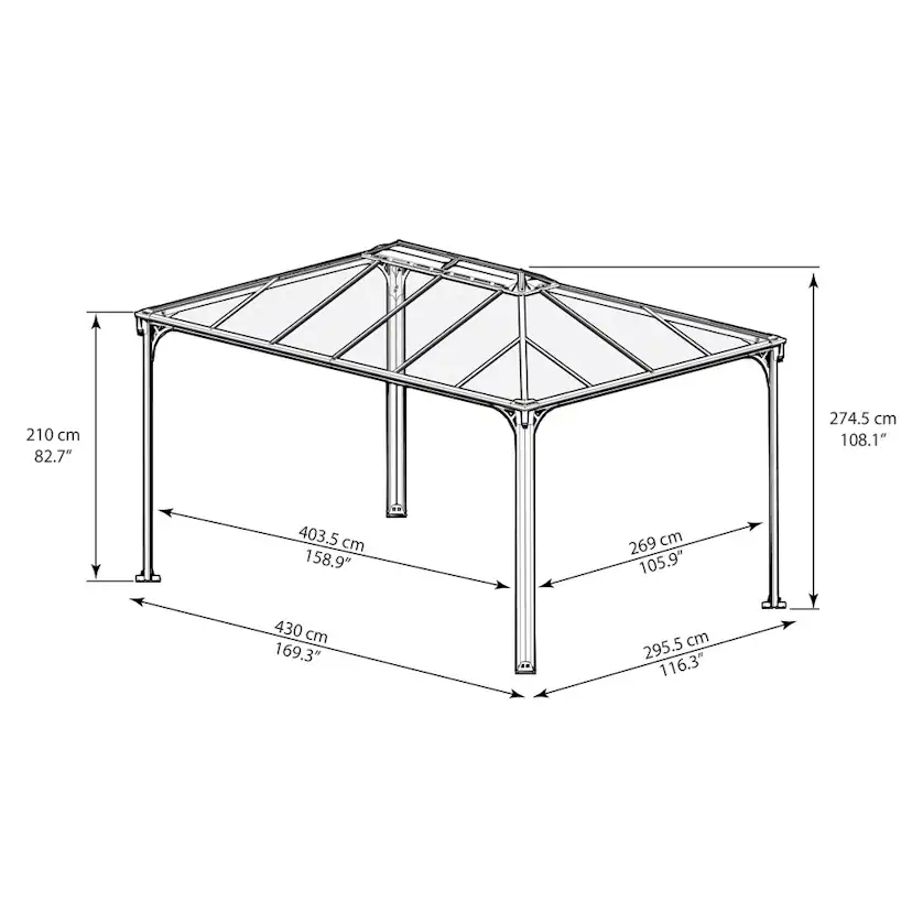 Trädgårdspaviljong Canopia by Palram Martinique 4300 Rektangulär