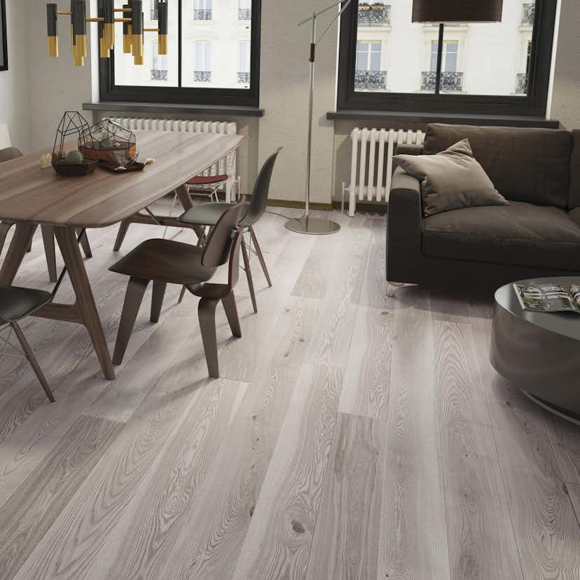 Trägolv Arena XL Plank Ask Ljusgrå, Mattlackat 1-Stavs Parkettgolv