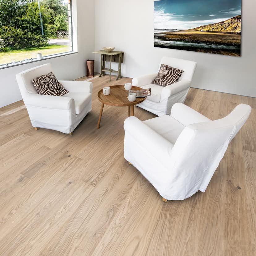 Trägolv Kährs Horizon Vit Ek, Ultramattlackat Borstat 1-Stav Parkettgolv