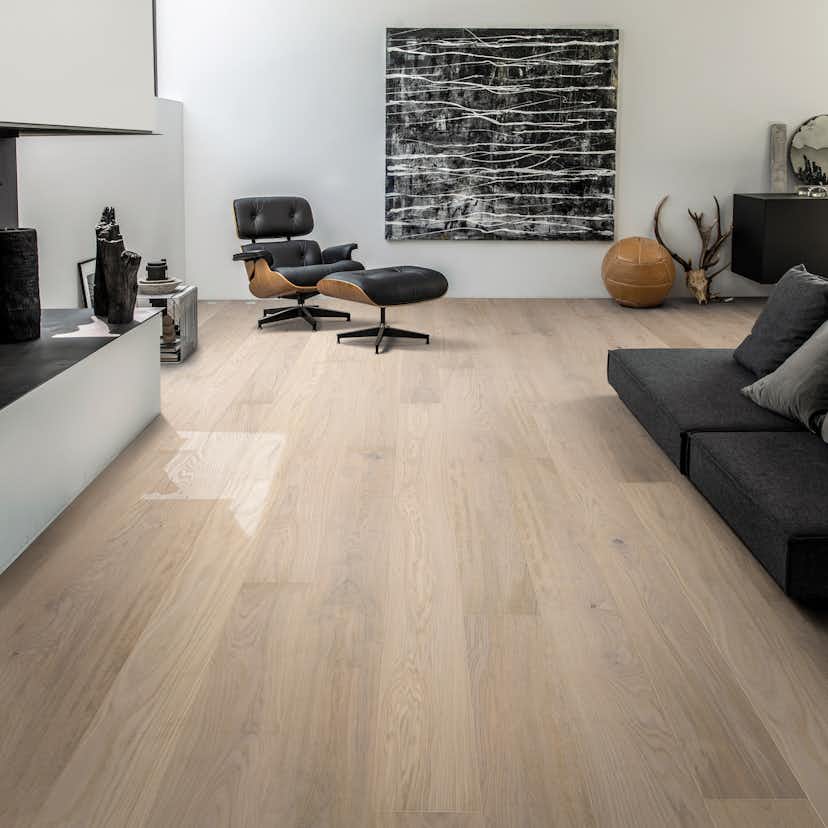 Trägolv Kährs Horizon Vit Ek, Ultramattlackat Borstat 1-Stav Parkettgolv