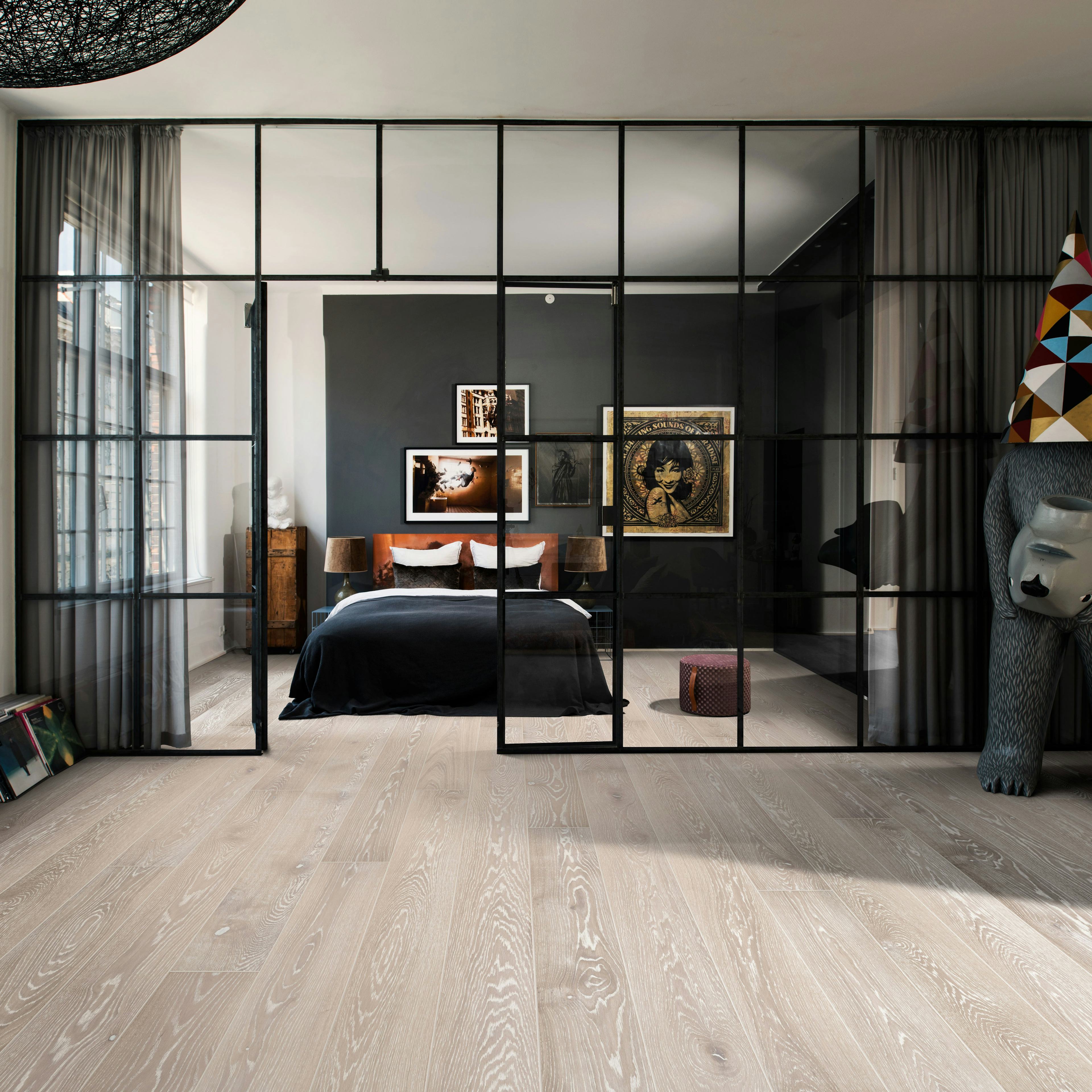 Parkettgolv Kährs Nouveau Snow Vit Mattlack Borstad Ek 2266 mm 1-stav