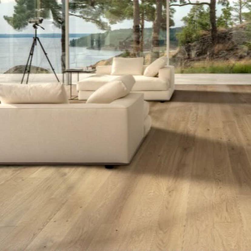 Parkettgolv Kährs Nouveau White Mattlackad Borstad Vit Ek 1-stav