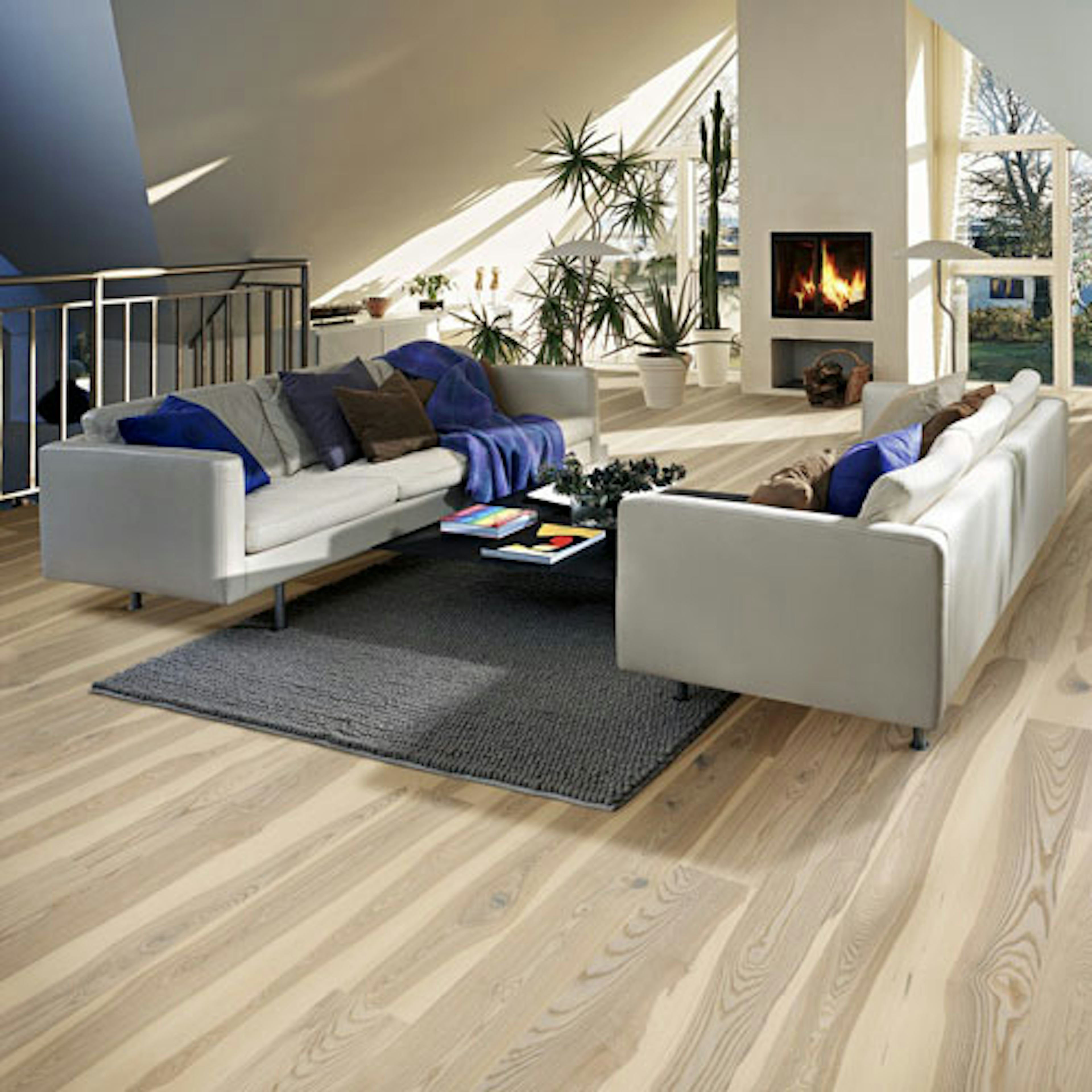 Parkettgolv Kährs Sandvig Mattlackad Vit Ask L2200 mm 1-stav