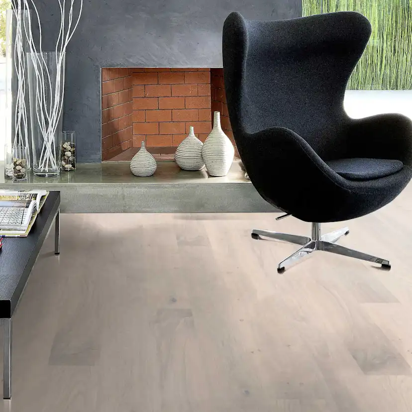 Trägolv Kährs Original Sky Vit Ek, Ultramattlackat 1-Stav Borstat Parkettgolv